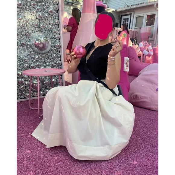 Plan C x RTR Knit Poplin Two Tone Pleated Midi Dress Sleeveless Black Beige Sz 8 - Picture 2 of 12